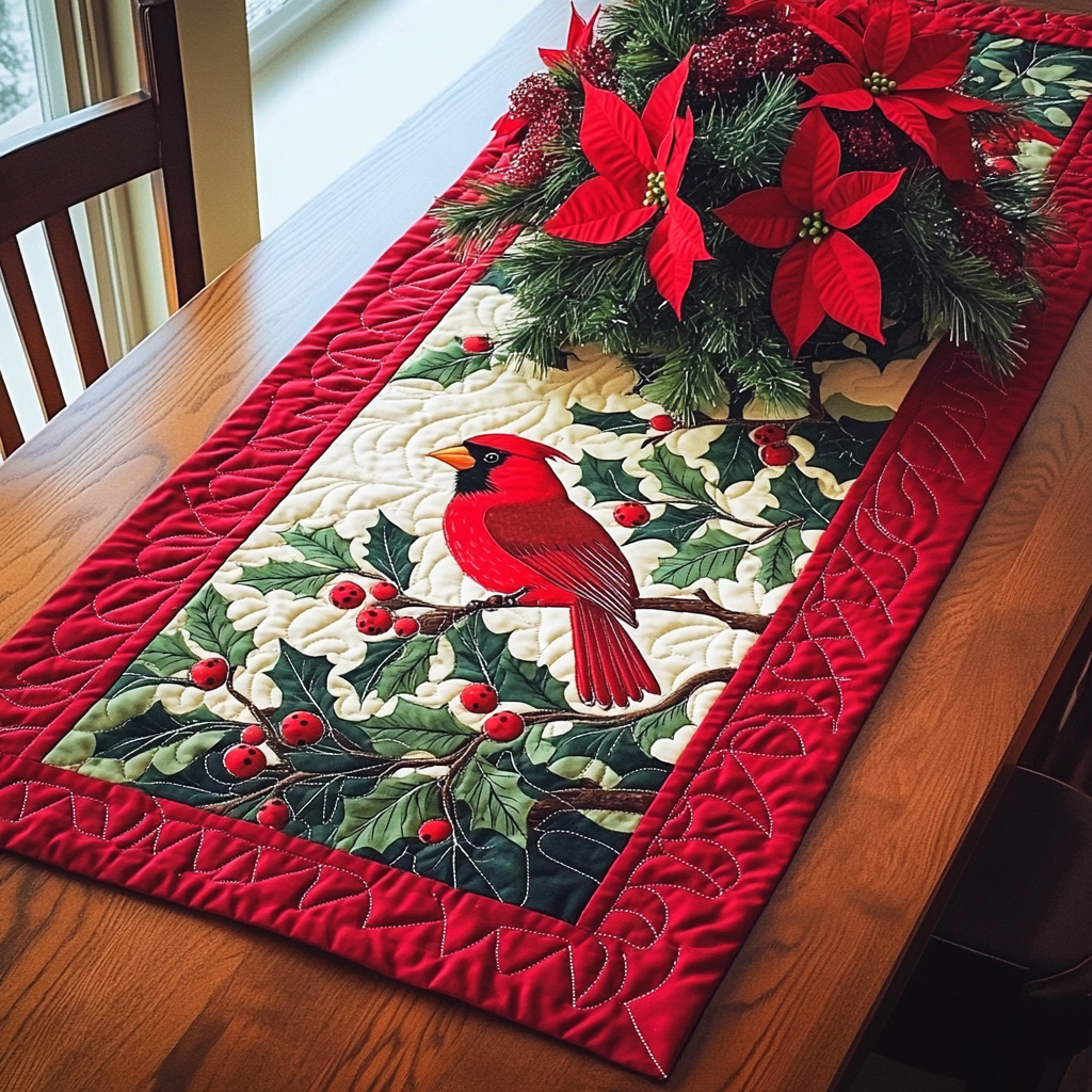 Scarlet Serenity Quilted Table Runner NCU0DK1589