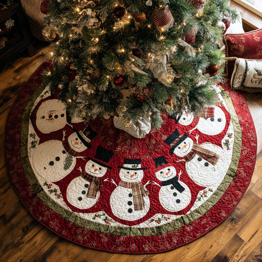 Scarlet Snowman Quilted Christmas Tree Skirt NCU0HH1198