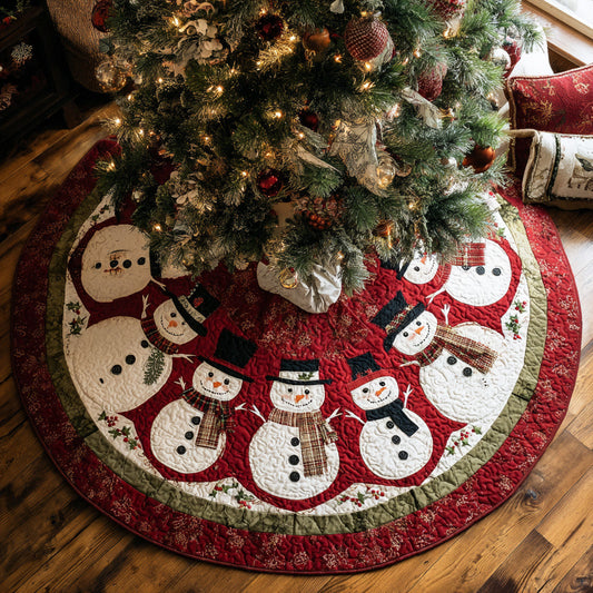 Scarlet Snowman Quilted Christmas Tree Skirt NCU0HH1198