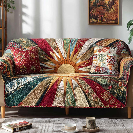 Scarlet Sunrise Wave Quilted Sofa Cover NCU0XD2061