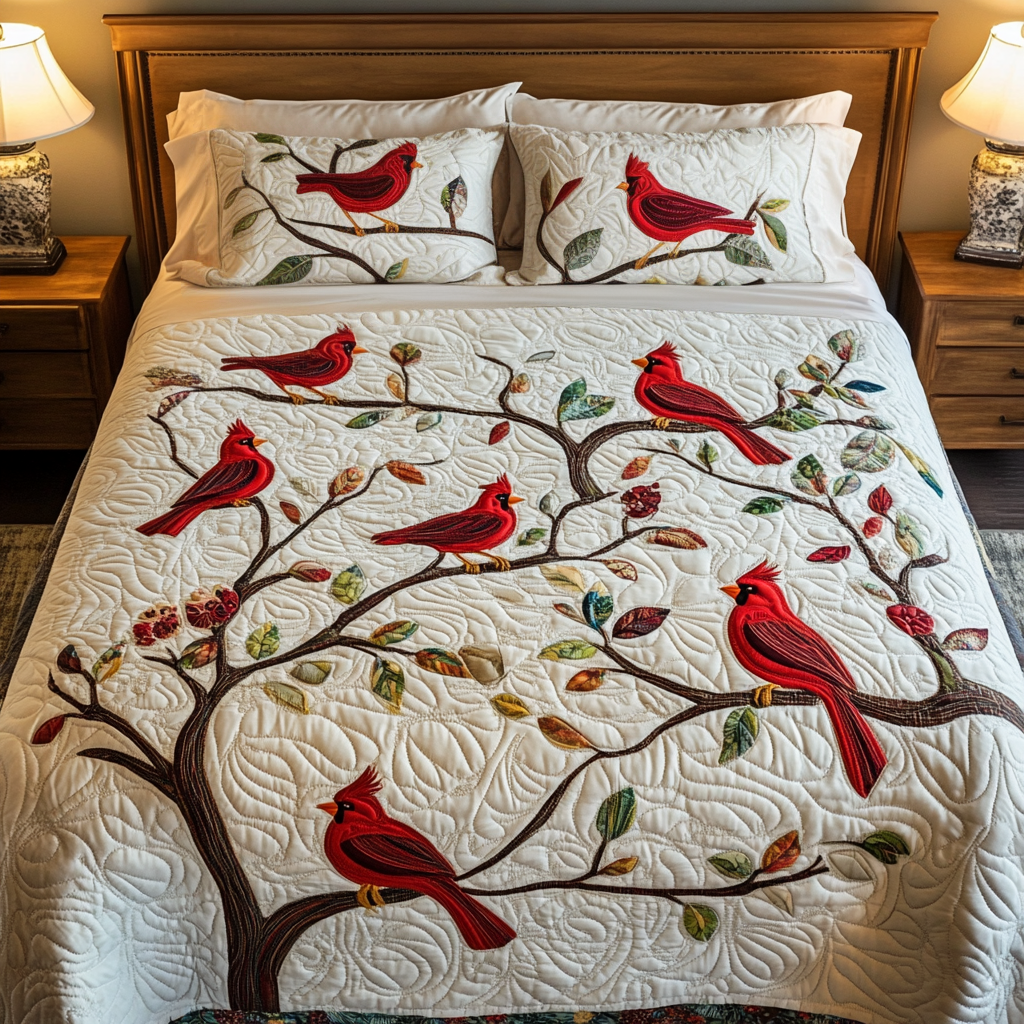 Scarlet Symphony 3-Piece Quilted Bedding Set NCU0VH1114