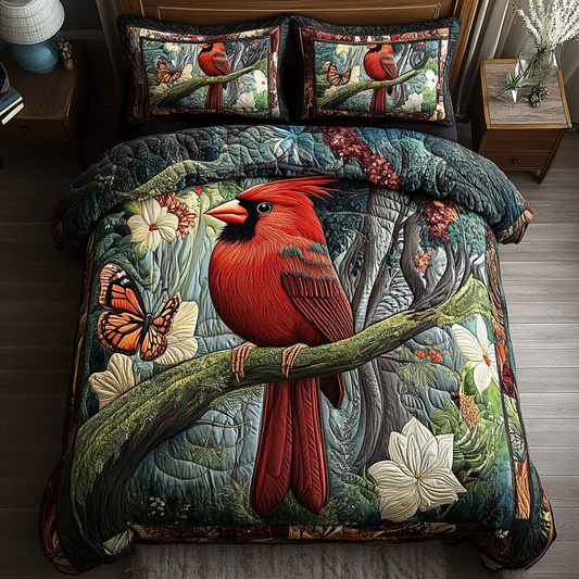 Scarlet Wings 3-Piece Quilted Bedding Set NCU0DK5470