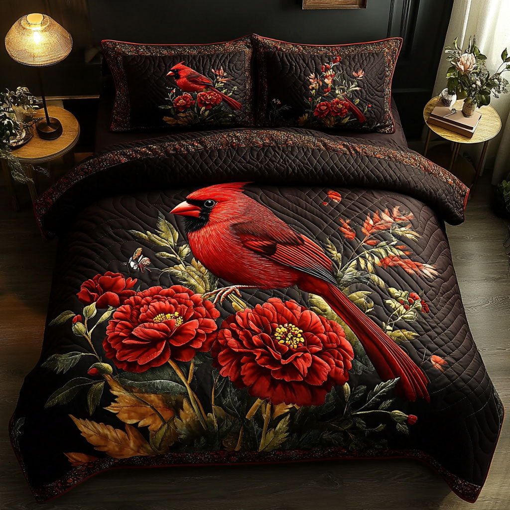 Scarlet Wings of Ohio 3-Piece Quilted Bedding Set NCU0PT6187