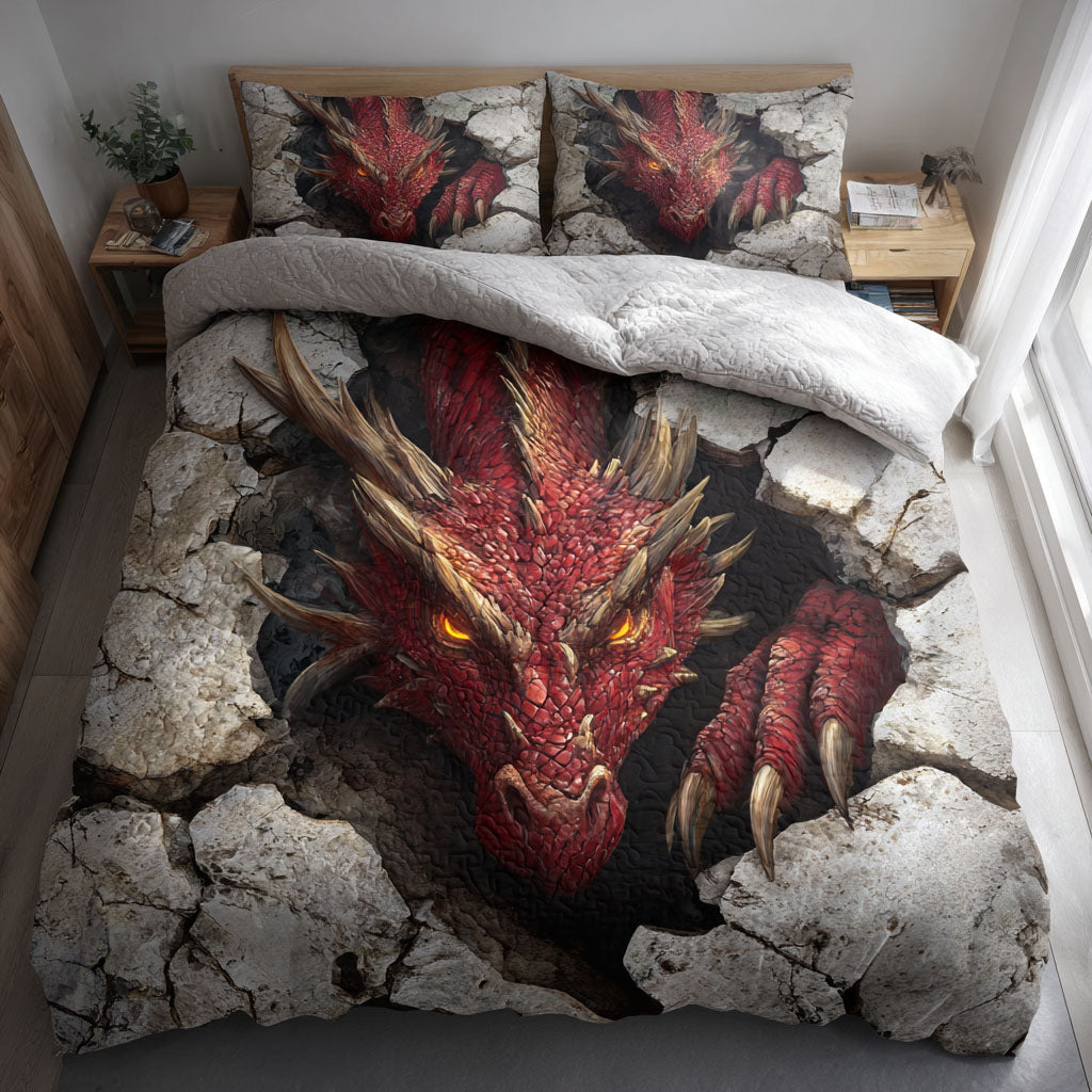 Scarlet Wrath 3-Piece Quilted Bedding Set NCU0TV1355