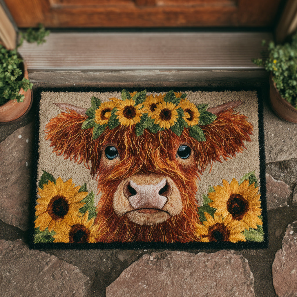 Scenic Highland Cow Doormat NCU0HH927