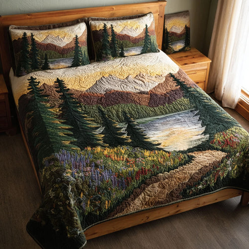 Scenic Wood 3-Piece Quilted Bedding Set NCU0DK11627