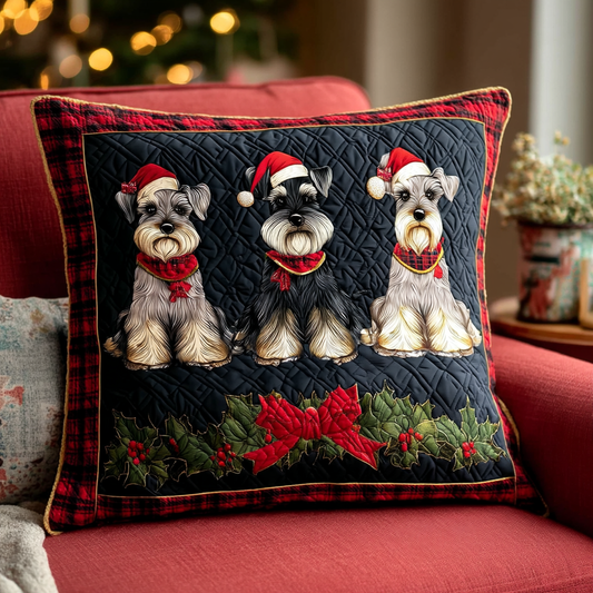 Schnauzer Holiday Crew Quilted Pillow Case NCU0TV959