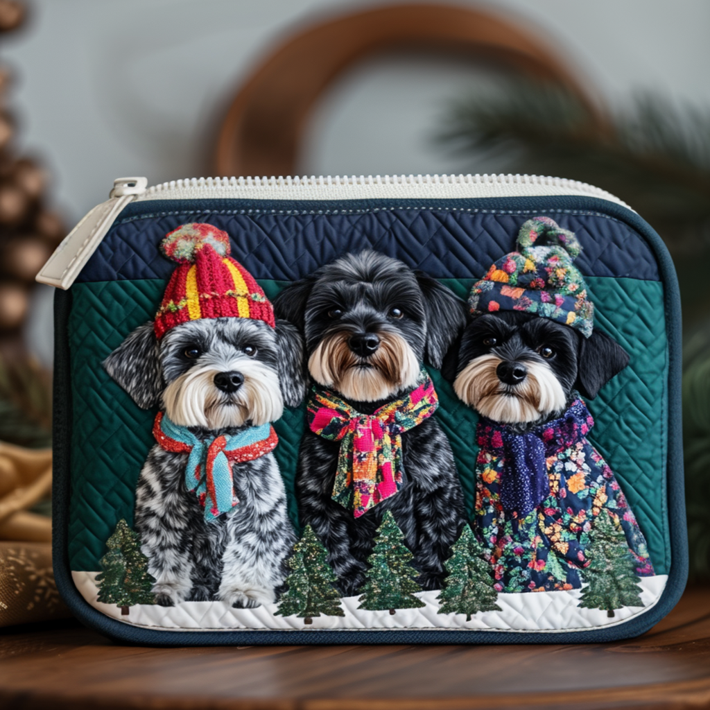 Schnauzer Winter Style Quilted Zipper Pouch NCU0NT9781