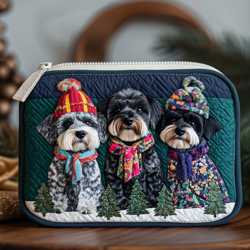 Schnauzer Winter Style Quilted Zipper Pouch NCU0NT9781