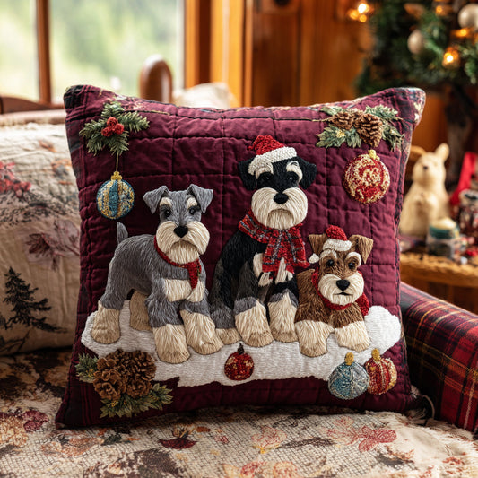 Schnauzer Claus Quilted Pillow Case NCU0DV7943