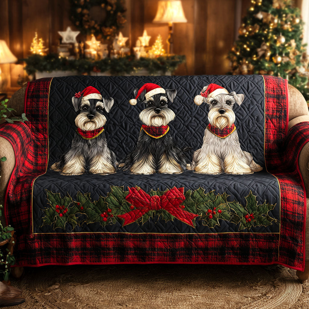 Schnauzer Holiday Crew Quilted Sofa Cover NCU0TV959