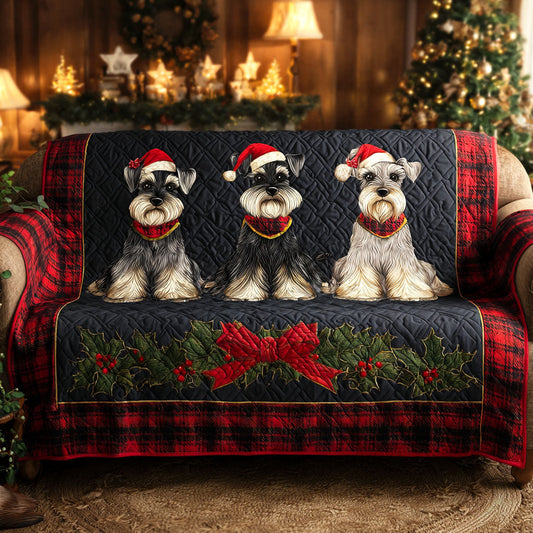 Schnauzer Holiday Crew Quilted Sofa Cover NCU0TV959