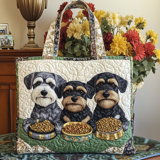 Schnauzer Trio Feast Quilted Tote Bag NCU0NT9780