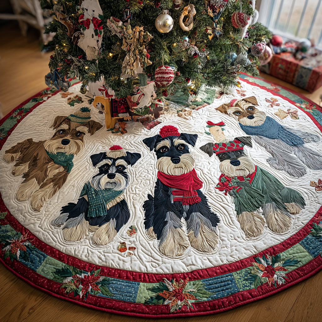 Schnauzer Wonderland Quilted Christmas Tree Skirt NCU0DV7621