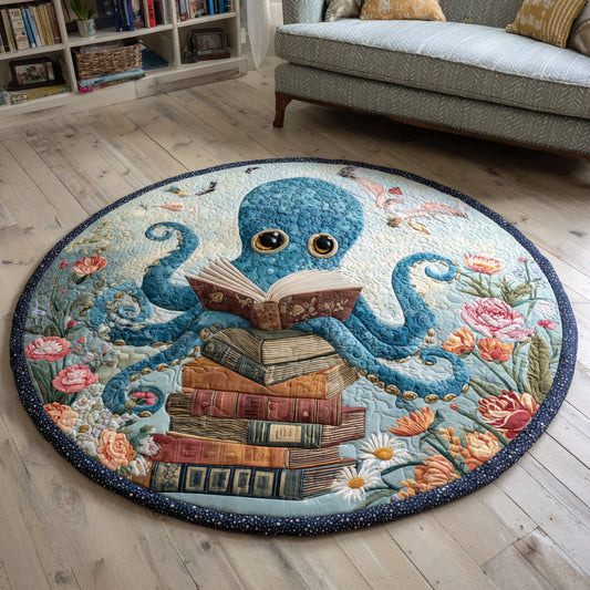 Scholarly Octopus Quilted Round Mat NCU0HH459