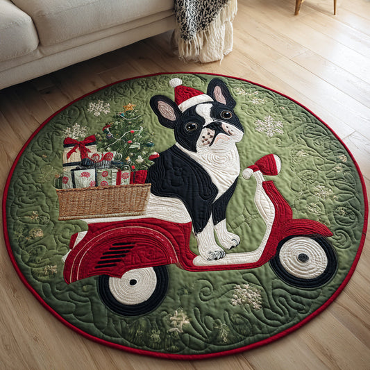 Scooter Bulldog Quilted Round Mat NCU0HH227
