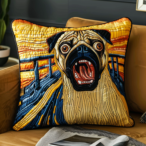 Screaming Pug Quilted Pillow Case NCU0VL088