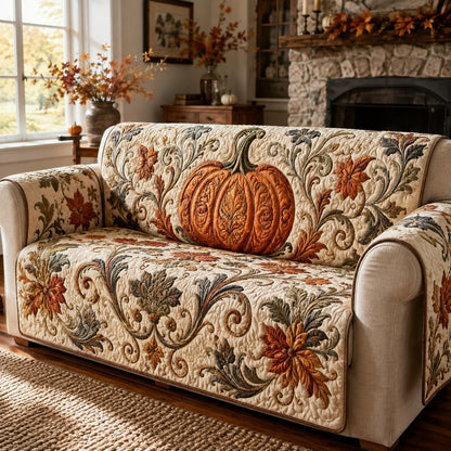 Scroll Pumpkin Quilted Sofa Cover NCU0VL3784