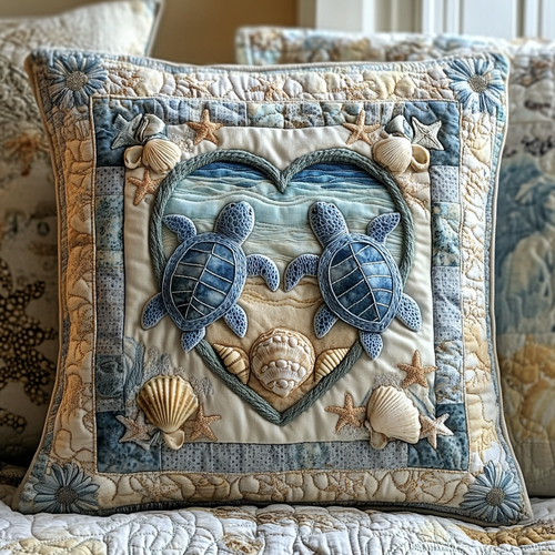 Sea Turtle Couple Quilted Pillow Case NCU0DV2502