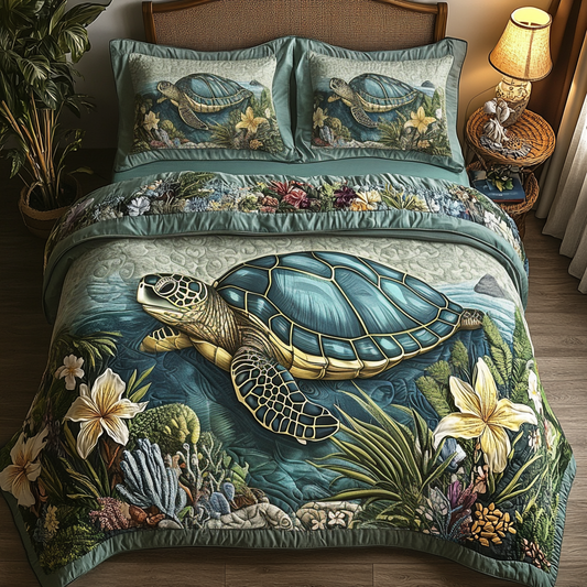 Sea Adventure 3-Piece Quilted Bedding Set NCU0VH4609