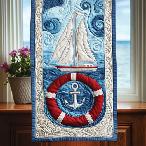 Sea Bound Sail Quilted Table Runner NCU0PT5877