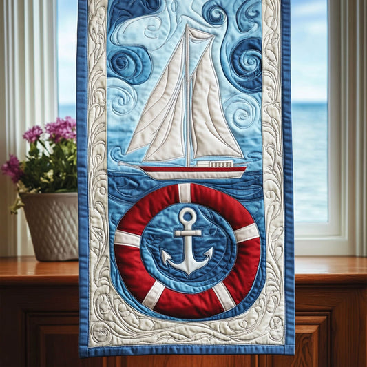 Sea Bound Sail Quilted Table Runner NCU0PT5877