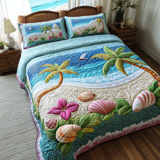 Sea Breeze 3-Piece Quilted Bedding Set NCU0VL2322