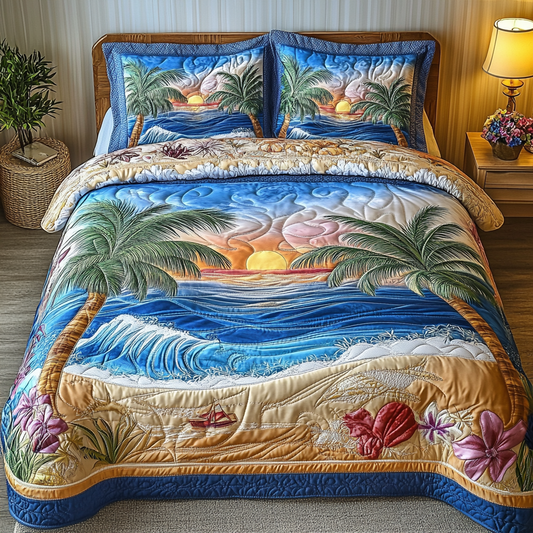 Sea Breeze 3-Piece Quilted Bedding Set NCU0VL2481