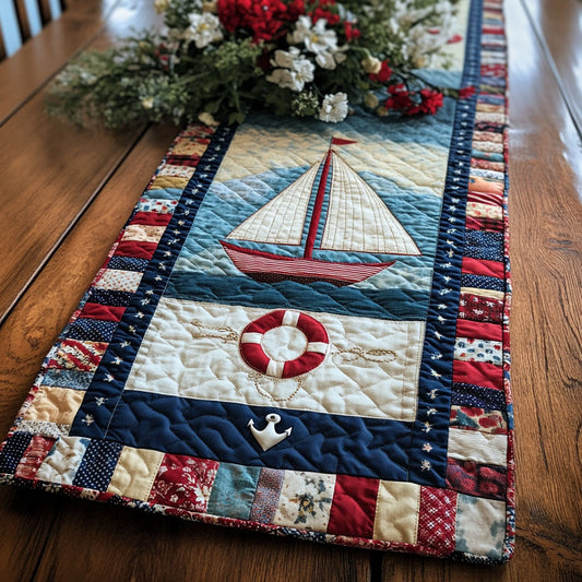 Sea Breeze Sailing Quilted Table Runner NCU0PT5878