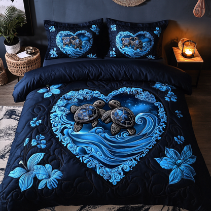 Sea Breeze Turtle 3-Piece Quilted Bedding Set NCU0DK3124