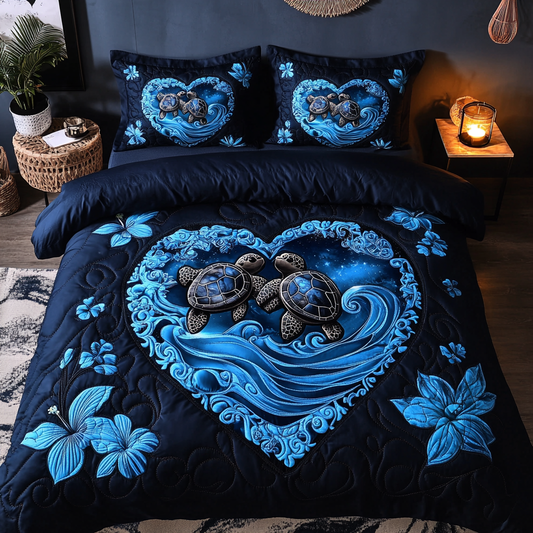 Sea Breeze Turtle 3-Piece Quilted Bedding Set NCU0DK3124