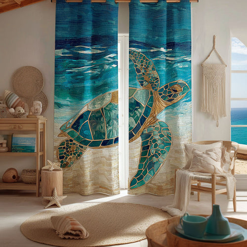 Sea Breeze Turtle Quilted Curtains NCU0TV976