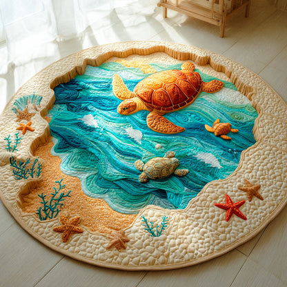 Sea Breeze Turtle Quilted Round Mat NCU0TD974