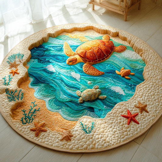 Sea Breeze Turtle Quilted Round Mat NCU0TD974