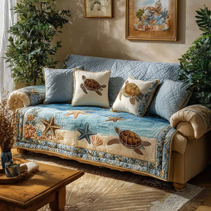 Sea Breeze Turtle Quilted Sofa Cover NCU0NT11693