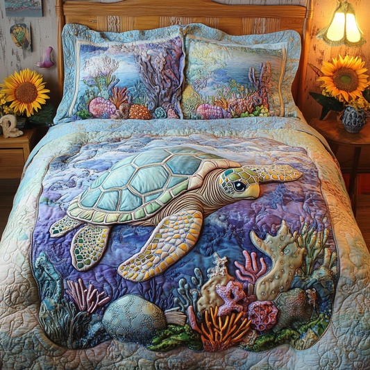 Sea Escape 3-Piece Quilted Bedding Set NCU0VL1624