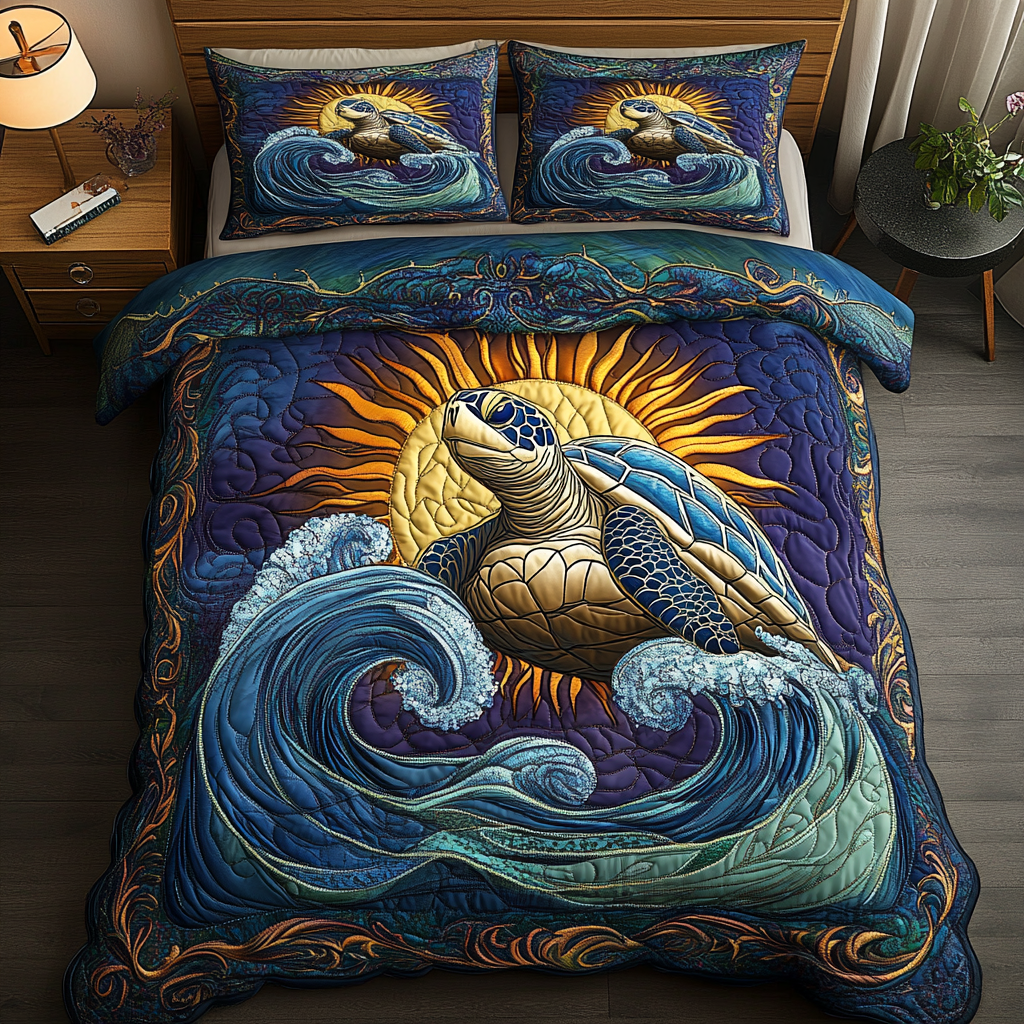 Sea Guardian 3-Piece Quilted Bedding Set NCU0DK5143