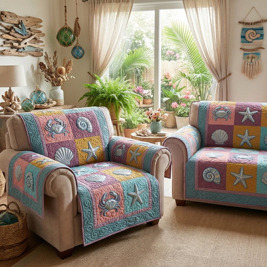 Sea Harmony Quilted Sofa Cover NCU0DV9513