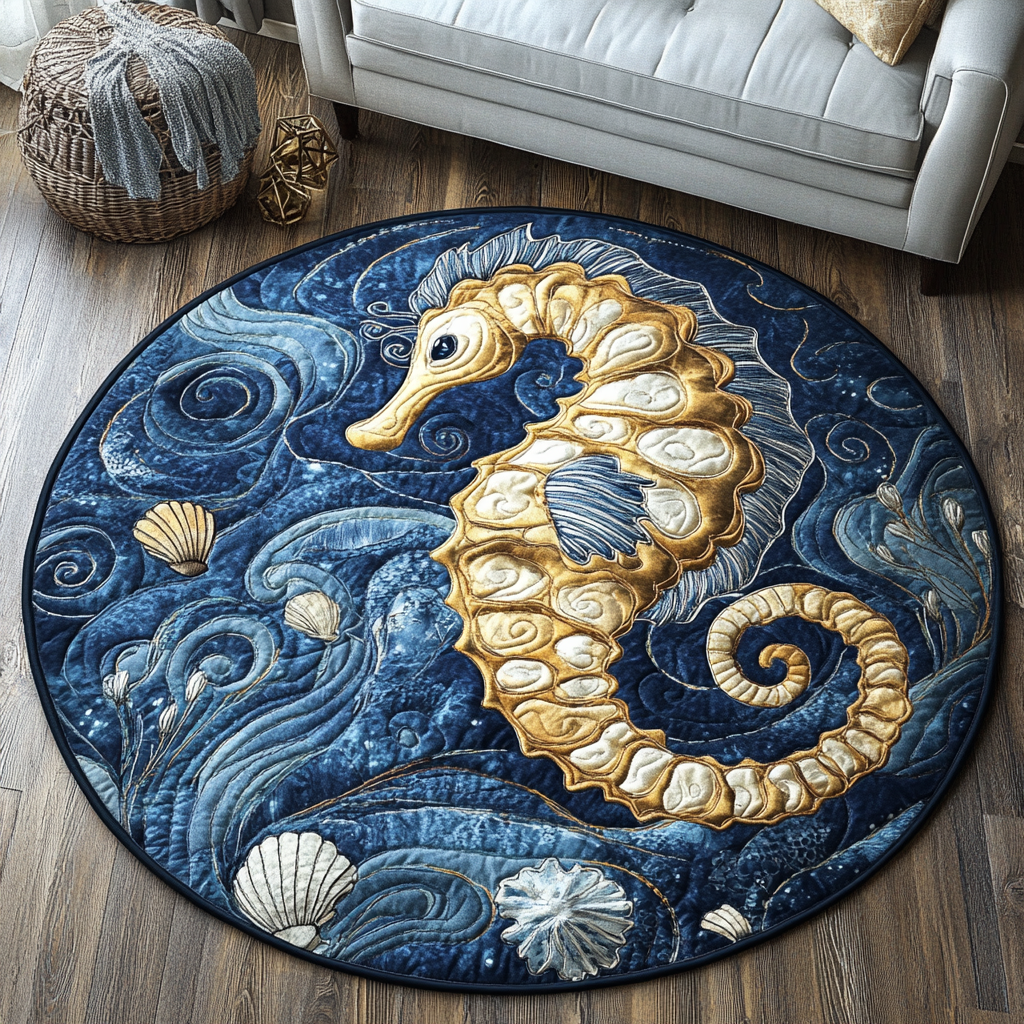 Sea Horse Bliss Quilted Round Mat NCU0DK8326