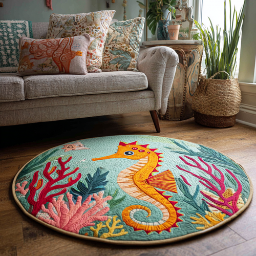 Sea Horse Dream Quilted Round Mat NCU0DK8330