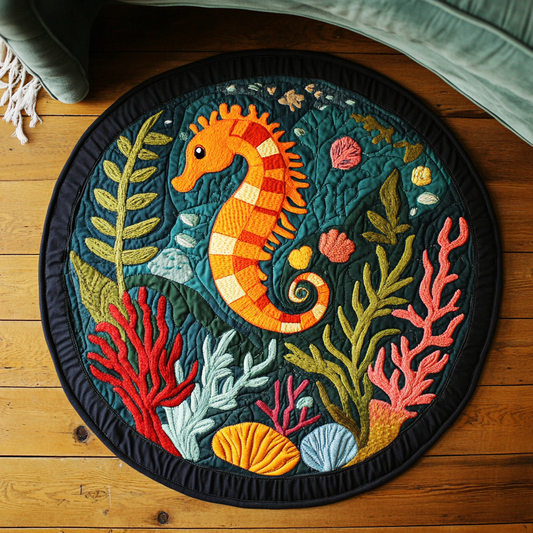 Sea Horse Journey Quilted Round Mat NCU0DK8327