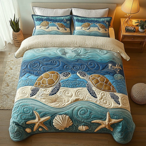 Sea Journey 3-Piece Quilted Bedding Set NCU0DV9459