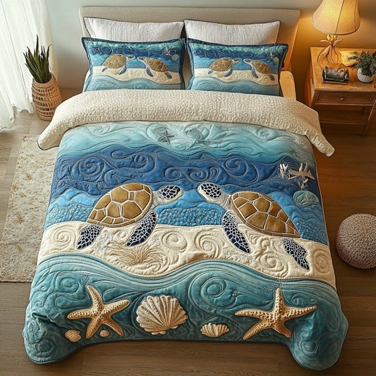 Sea Journey 3-Piece Quilted Bedding Set NCU0DV9459