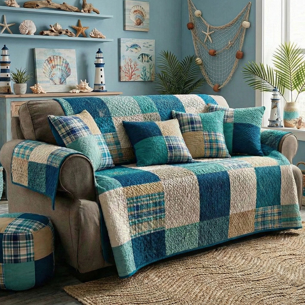 Sea Pattern Quilted Sofa Cover NCU0NT12101