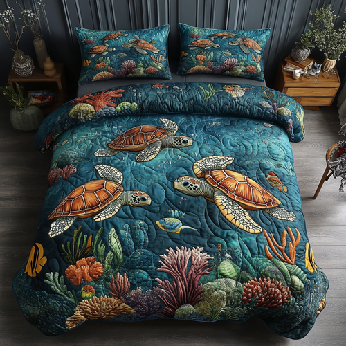 Sea Serenity 3-Piece Quilted Bedding Set NCU0DK2746