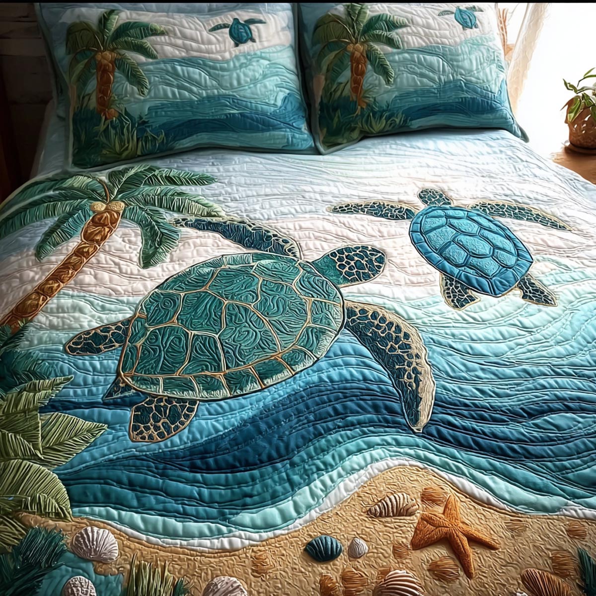Sea Serenity 3-Piece Quilted Bedding Set NCU0DV9455
