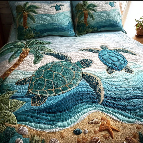 Sea Serenity 3-Piece Quilted Bedding Set NCU0DV9455