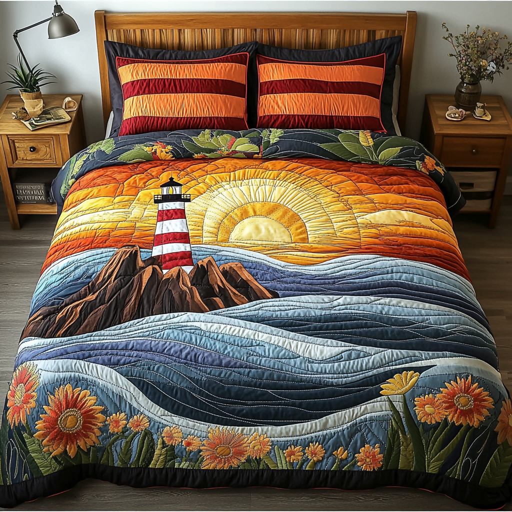 Sea Signal 3-Piece Quilted Bedding Set NCU0DK7089