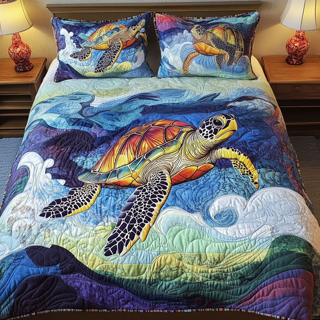 Sea Sojourner 3-Piece Quilted Bedding Set NCU0PT2405