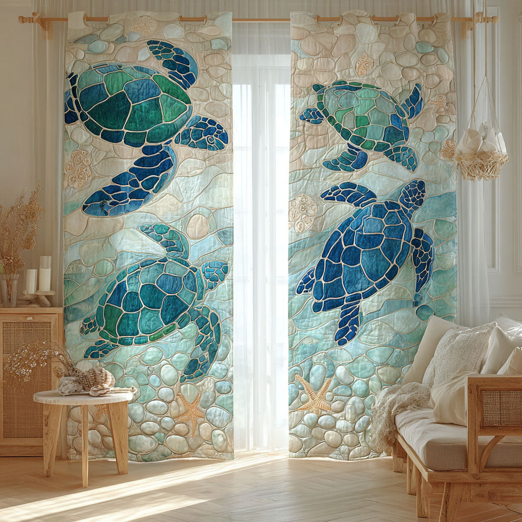 Sea Stone Turtles Quilted Curtains NCU0TV969